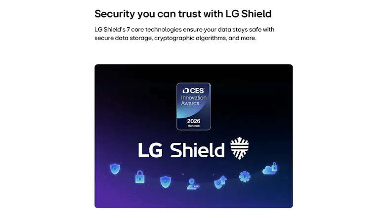 A promotional graphic titled "Security you can trust with LG Shield" A promotional graphic titled "Security you can trust with LG Shield"