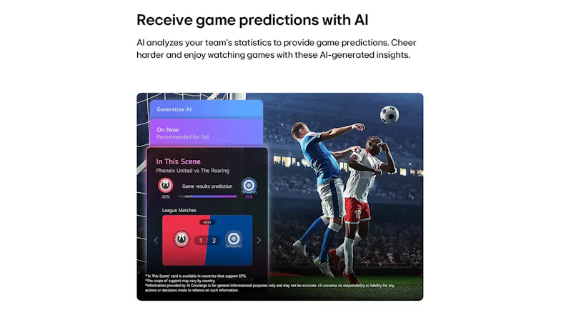 A sports feature graphic titled "Receive game predictions with AI" A sports feature graphic titled "Receive game predictions with AI"
