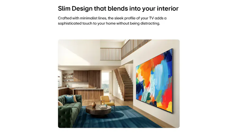 A promotional image titled "Slim Design that blends into your interior" A promotional image titled "Slim Design that blends into your interior"