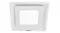 Front view of Schweigen Paradigma ceiling cassette rangehood in white, minimalist square panel with clean flush finish Front view of Schweigen Paradigma ceiling cassette rangehood in white, minimalist square panel with clean flush finish