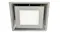 Front view of the Schweigen Paradigma ceiling cassette rangehood in stainless steel and minimalist square panel Front view of the Schweigen Paradigma ceiling cassette rangehood in stainless steel and minimalist square panel