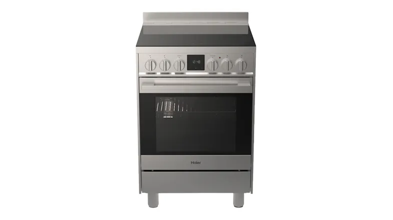 Front view of the Haier freestanding cooker with ceramic cooktop Front view of the Haier freestanding cooker with ceramic cooktop