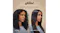 Before-and-after comparison showing curly hair on the left and sleek, straight hair on the right Before-and-after comparison showing curly hair on the left and sleek, straight hair on the right