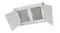 White ceiling cassette rangehood with dual mesh filters and hinged access panels open for cleaning White ceiling cassette rangehood with dual mesh filters and hinged access panels open for cleaning
