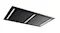 Angled view of a black 120cm silent ceiling rangehood with three LED lights Angled view of a black 120cm silent ceiling rangehood with three LED lights