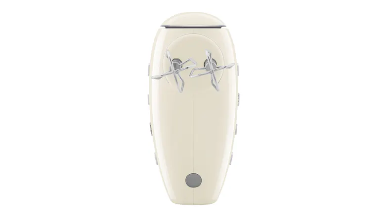 Bottom view of an electric mixer showcasing beater attachment slots Bottom view of an electric mixer showcasing beater attachment slots
