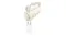 Perspective view of an electric hand mixer showcasing wire beaters Perspective view of an electric hand mixer showcasing wire beaters