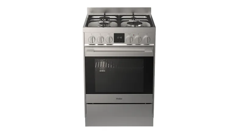 A Haier 500 Series 60cm Dual Fuel Freestanding Oven with 4 Burner Gas Cooktop A Haier 500 Series 60cm Dual Fuel Freestanding Oven with 4 Burner Gas Cooktop