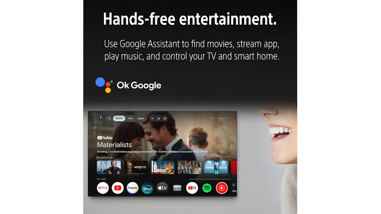 Infographic featuring a smart TV screen layout with a voice assistant Infographic featuring a smart TV screen layout with a voice assistant