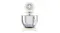Front view of the Smeg stand mixer, highlighting the circular head design and chrome trim Front view of the Smeg stand mixer, highlighting the circular head design and chrome trim