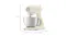 Side view of the cream Smeg stand mixer with stainless steel bowl attached, shown with dimensions Side view of the cream Smeg stand mixer with stainless steel bowl attached, shown with dimensions