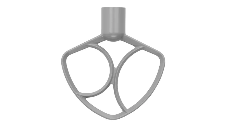Close-up of a flat beater attachment in a matte grey finish, featuring a triangular frame with curved edges Close-up of a flat beater attachment in a matte grey finish, featuring a triangular frame with curved edges