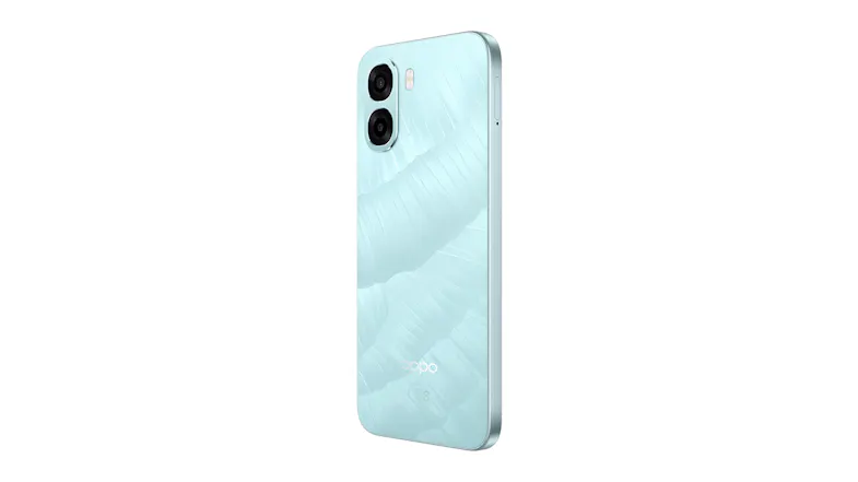 Rear right side view of the phone with a dual-camera setup Rear right side view of the phone with a dual-camera setup