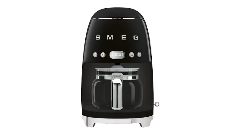 Smeg 50's Style Drip Filter Coffee Machine in a glossy black colour Smeg 50's Style Drip Filter Coffee Machine in a glossy black colour
