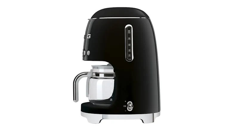 Left side view of the drip filter coffee machine, highlighting the level indicator Left side view of the drip filter coffee machine, highlighting the level indicator