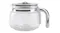 Close-up view of the clear glass carafe featuring measurement lines Close-up view of the clear glass carafe featuring measurement lines