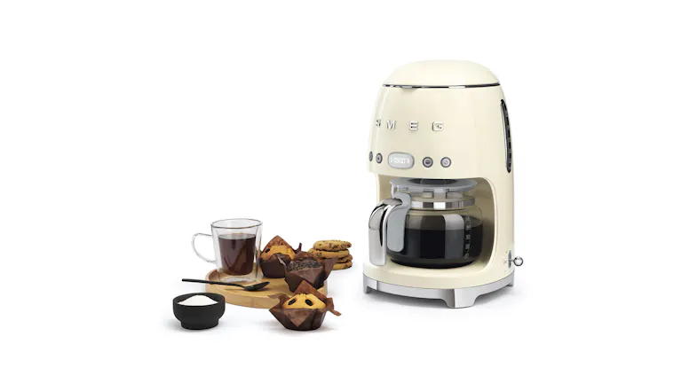 Coffee maker featuring a glass carafe on its heating plate Coffee maker featuring a glass carafe on its heating plate