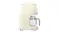 Right side view of the 50s-style coffee machine showcasing its glossy finish Right side view of the 50s-style coffee machine showcasing its glossy finish