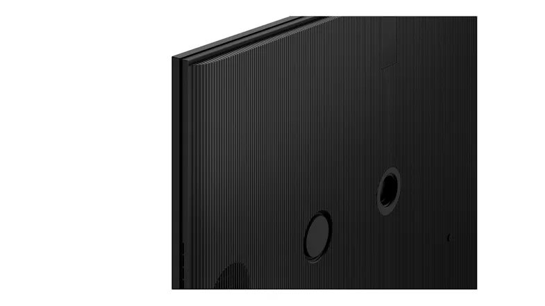 Close-up view of the smart TV back panel with textured vertical lines Close-up view of the smart TV back panel with textured vertical lines