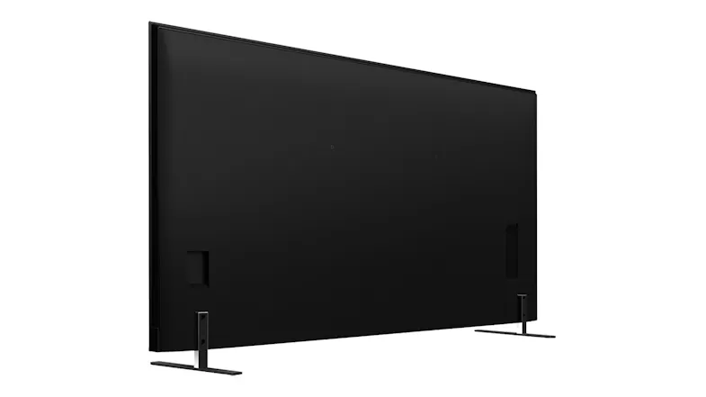 Back-angled view of the TV showing integrated circular ports Back-angled view of the TV showing integrated circular ports