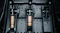 Top-down view showing three neatly aligned mechanical cylinders Top-down view showing three neatly aligned mechanical cylinders