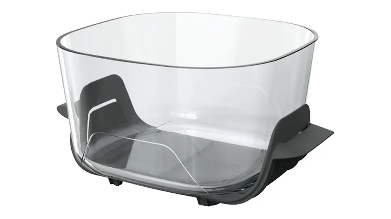 Close-up view of a glass container showing its base and handles Close-up view of a glass container showing its base and handles