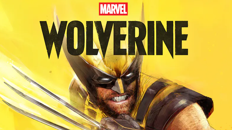 Illustrated Wolverine in yellow costume, claws extended, fierce expression under bold black “Marvel Wolverine” title Illustrated Wolverine in yellow costume, claws extended, fierce expression under bold black “Marvel Wolverine” title