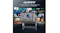 Front low-angle view of a grey projector on its stand, positioned before a curved wall of popular streaming apps Front low-angle view of a grey projector on its stand, positioned before a curved wall of popular streaming apps