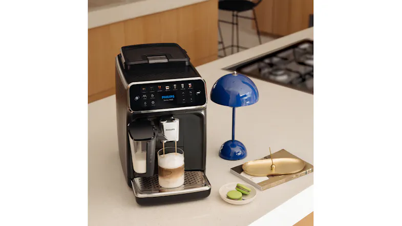 Overhead view featuring the espresso machine on a countertop Overhead view featuring the espresso machine on a countertop