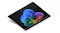 Top-down angled view of the tablet showcasing the multicoloured screen Top-down angled view of the tablet showcasing the multicoloured screen