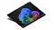 Top-down angled view of the tablet showcasing the multicoloured screen Top-down angled view of the tablet showcasing the multicoloured screen