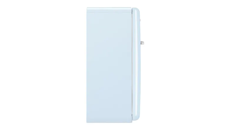 A side profile view of a sleek, Smeg Retro Refrigerator A side profile view of a sleek, Smeg Retro Refrigerator