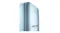 Close-up view of the upper corner of a Smeg Fridge Freezer, highlighting the metallic silver logo and handle Close-up view of the upper corner of a Smeg Fridge Freezer, highlighting the metallic silver logo and handle