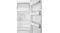 Close-up view of the Smeg refrigerator interior with glass shelves and chrome-trimmed door racks Close-up view of the Smeg refrigerator interior with glass shelves and chrome-trimmed door racks