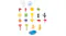Straight-on flat-lay view of the individual toy components and accessories arranged neatly with quantities labelled Straight-on flat-lay view of the individual toy components and accessories arranged neatly with quantities labelled