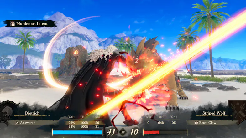Battle scene featuring a character striking with a fiery sword Battle scene featuring a character striking with a fiery sword