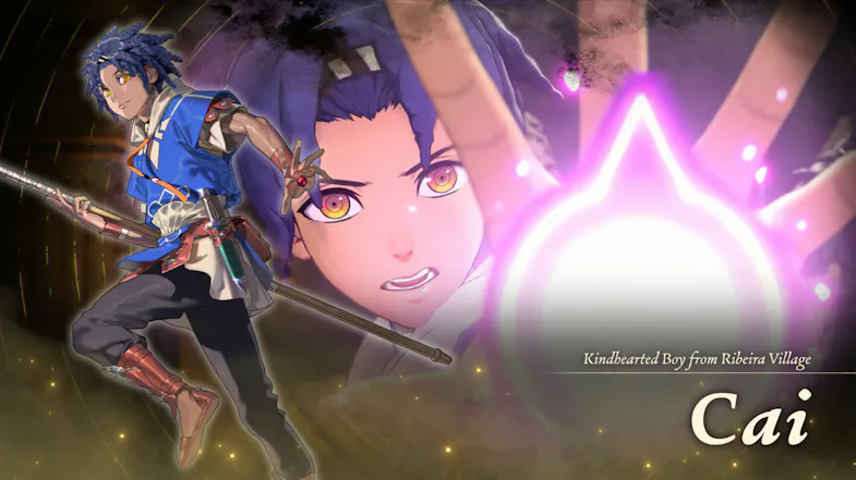 Split-screen portrait featuring a character named Cai Split-screen portrait featuring a character named Cai