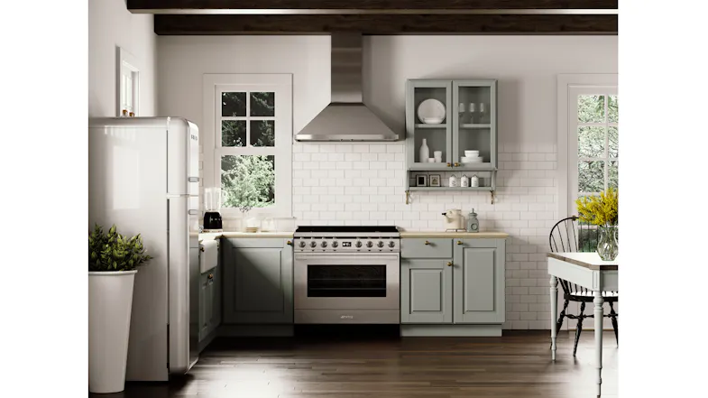 A 90cm dual fuel freestanding oven in stainless steel with a gas cooktop installed in a modern kitchen setting A 90cm dual fuel freestanding oven in stainless steel with a gas cooktop installed in a modern kitchen setting