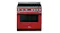 Front view of the Smeg Portofino 90cm Freestanding Oven with 5-zone induction cooktop in red colour Front view of the Smeg Portofino 90cm Freestanding Oven with 5-zone induction cooktop in red colour