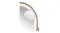 Corner view of the mirror featuring the top curvature Corner view of the mirror featuring the top curvature