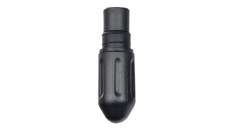 Front view showcasing a bullet-shaped massage attachment Front view showcasing a bullet-shaped massage attachment