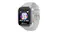Three-quarter view of the Pixbee smartwatch with a grey textured band Three-quarter view of the Pixbee smartwatch with a grey textured band