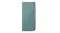 Side view of an Emerald green retro SMEG refrigerator showing a smooth panel and curved door edge Side view of an Emerald green retro SMEG refrigerator showing a smooth panel and curved door edge