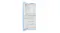 Open retro fridge with clean white interior, adjustable shelves, and three freezer compartments Open retro fridge with clean white interior, adjustable shelves, and three freezer compartments