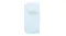 A right-angled view of a closed retro pastel blue Smeg refrigerator with chrome accents A right-angled view of a closed retro pastel blue Smeg refrigerator with chrome accents