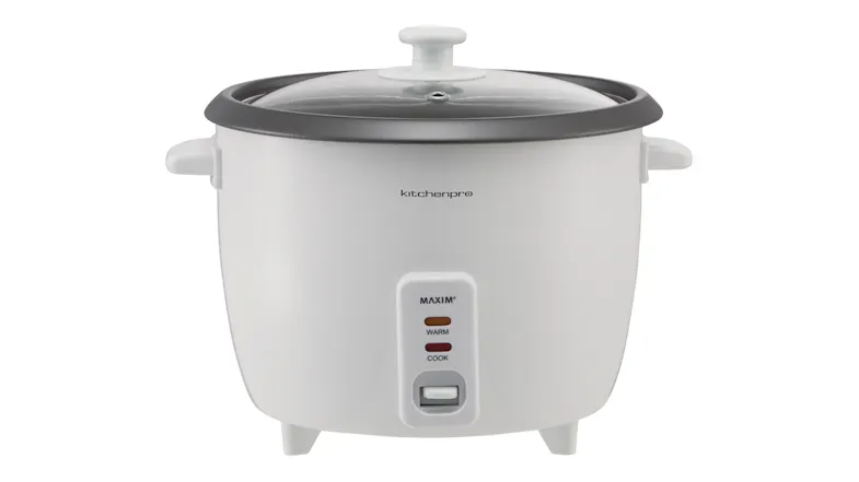 Maxim 10 Cup 1.8L Rice Cooker in a sleek white colour Maxim 10 Cup 1.8L Rice Cooker in a sleek white colour