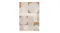 Vertical view of the same rug showing repeating geometric circles and blocks in warm beige and tan shades Vertical view of the same rug showing repeating geometric circles and blocks in warm beige and tan shades