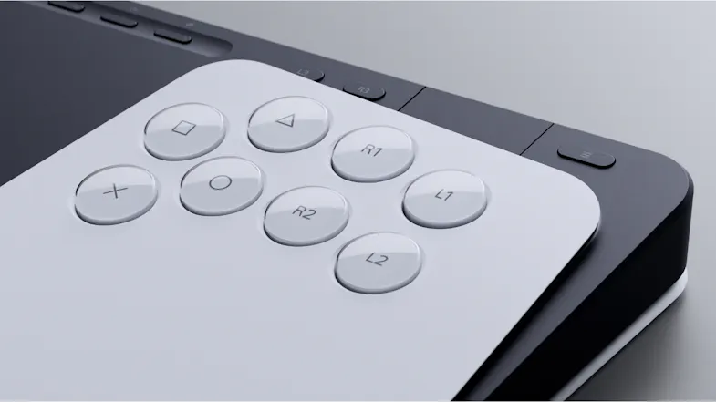 Close-up view of the controller showing tactile buttons Close-up view of the controller showing tactile buttons