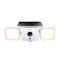 Front view of the Reolink solar-powered security camera with illuminated dual floodlights and a solar panel Front view of the Reolink solar-powered security camera with illuminated dual floodlights and a solar panel