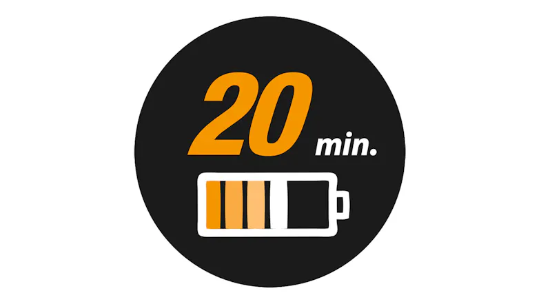 20-minute quick charge battery icon highlighting fast charging for cordless hair clippers and trimmers 20-minute quick charge battery icon highlighting fast charging for cordless hair clippers and trimmers